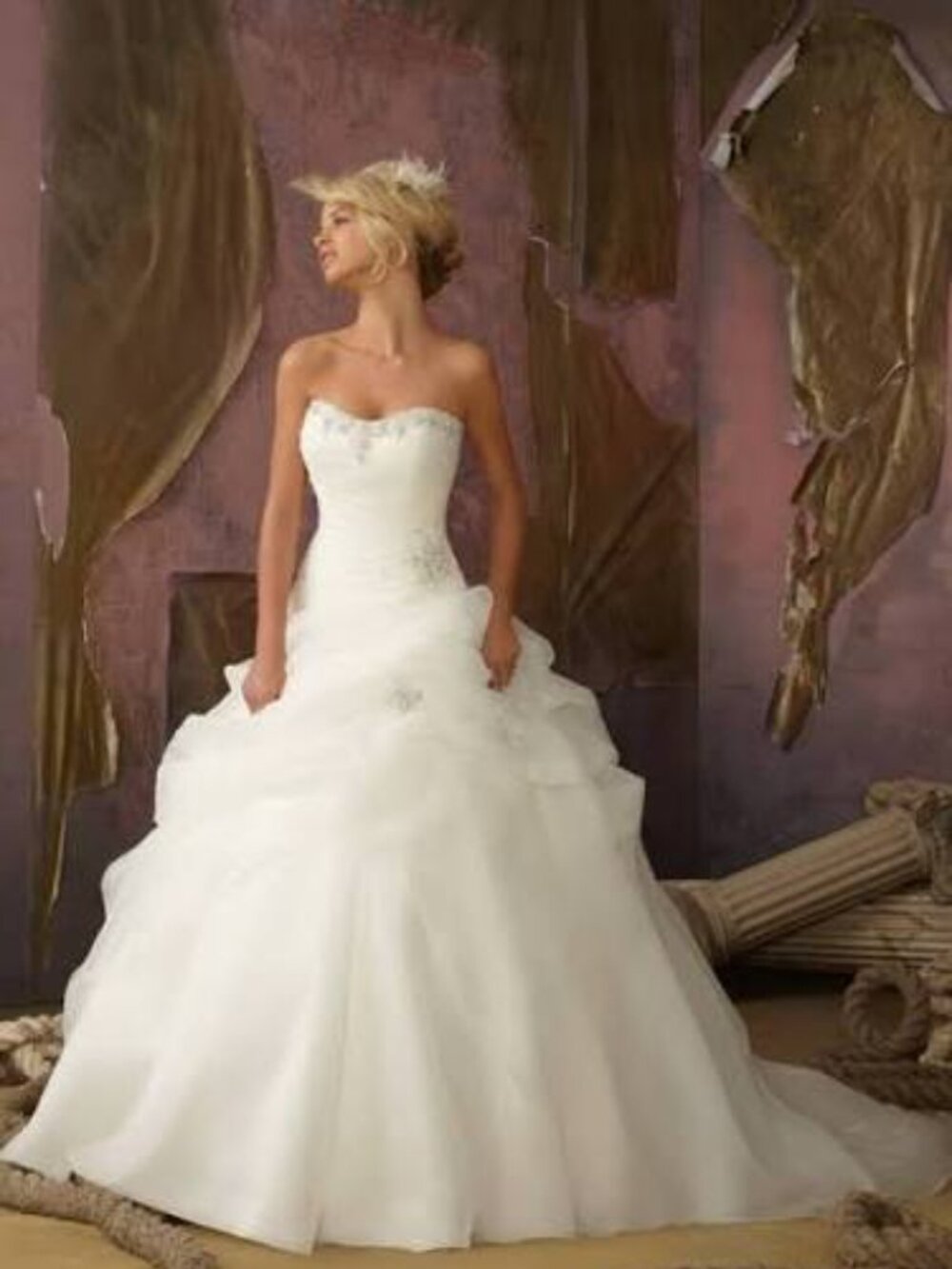Mori Lee Style 1858 Strapless Organza Ball Gown